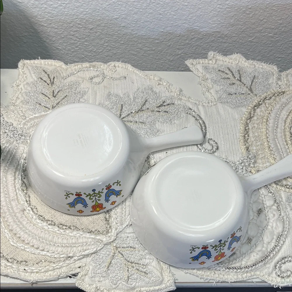 Vintage Corning ware Blue Bird Country Festival Sauce Pans